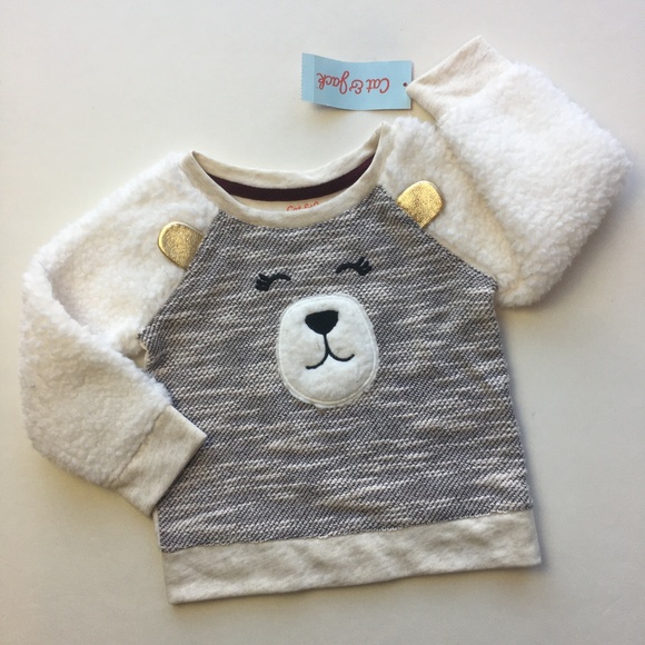Cat & Jack Other - Cat & Jack Bear Pullover Sweatshirt Fleece Sleeves